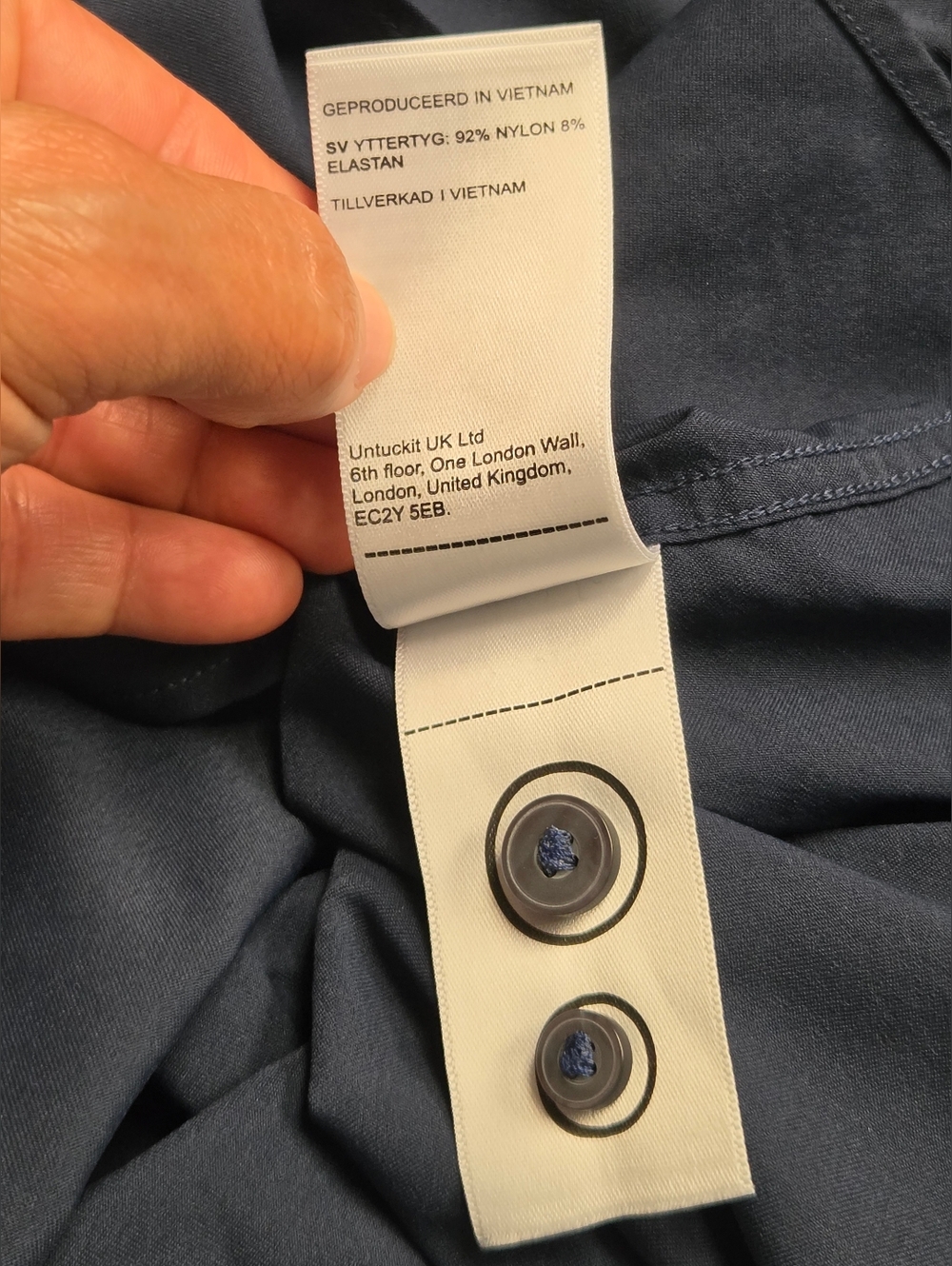 UNTUCKit Gironde Navy Blue Performance Shirt - Slim Fit Large - Picture 10 of 13